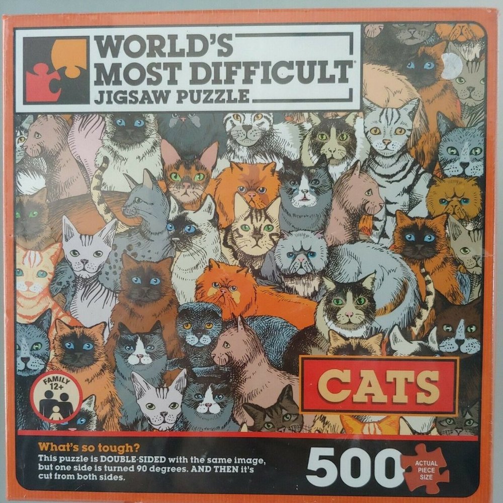 TDC Games World's Most Difficult Jigsaw Puzzle - Cats, Double sided, 500 pcs.